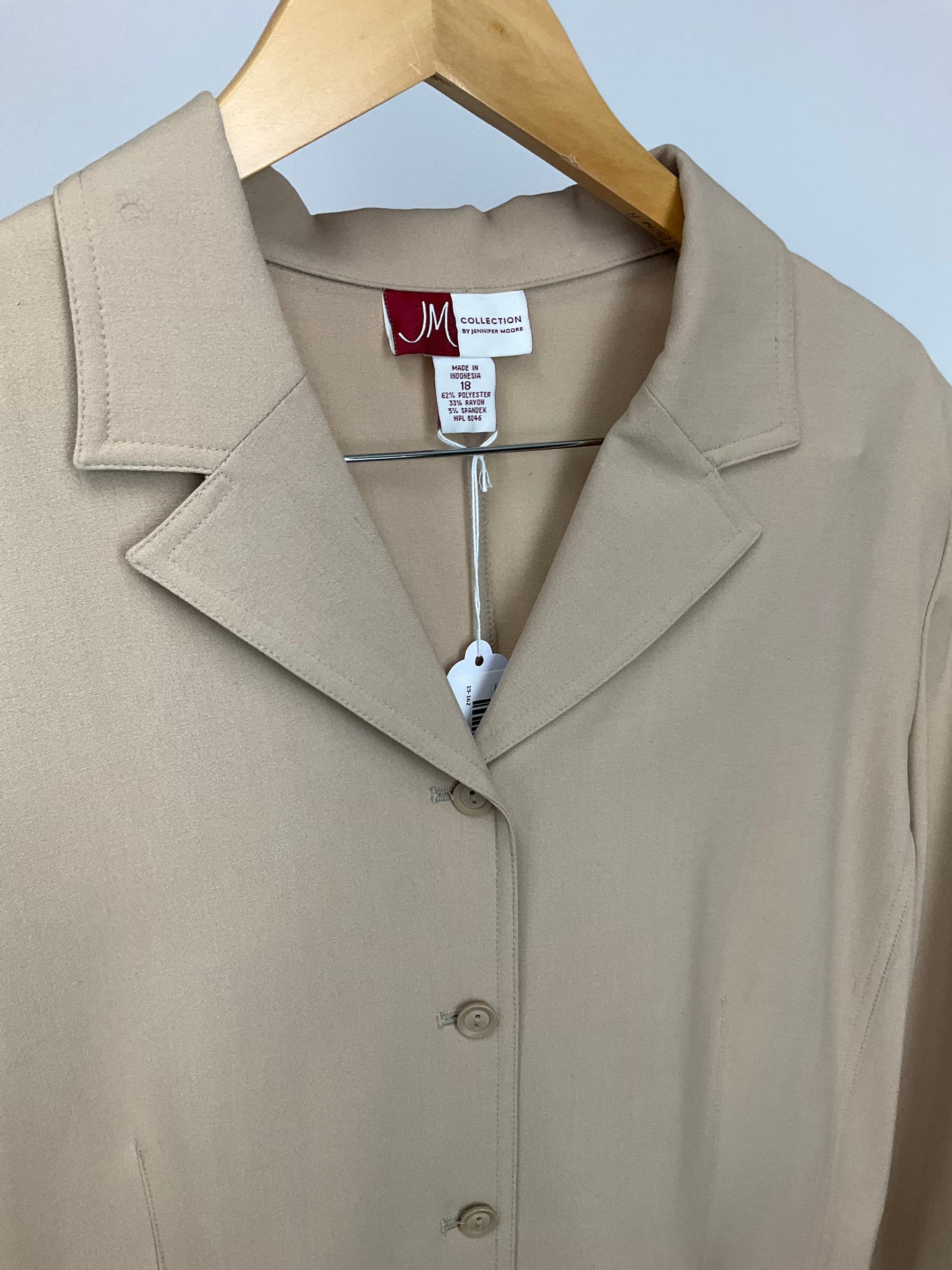 JM COLLECTION TAN BLAZER SZ 18