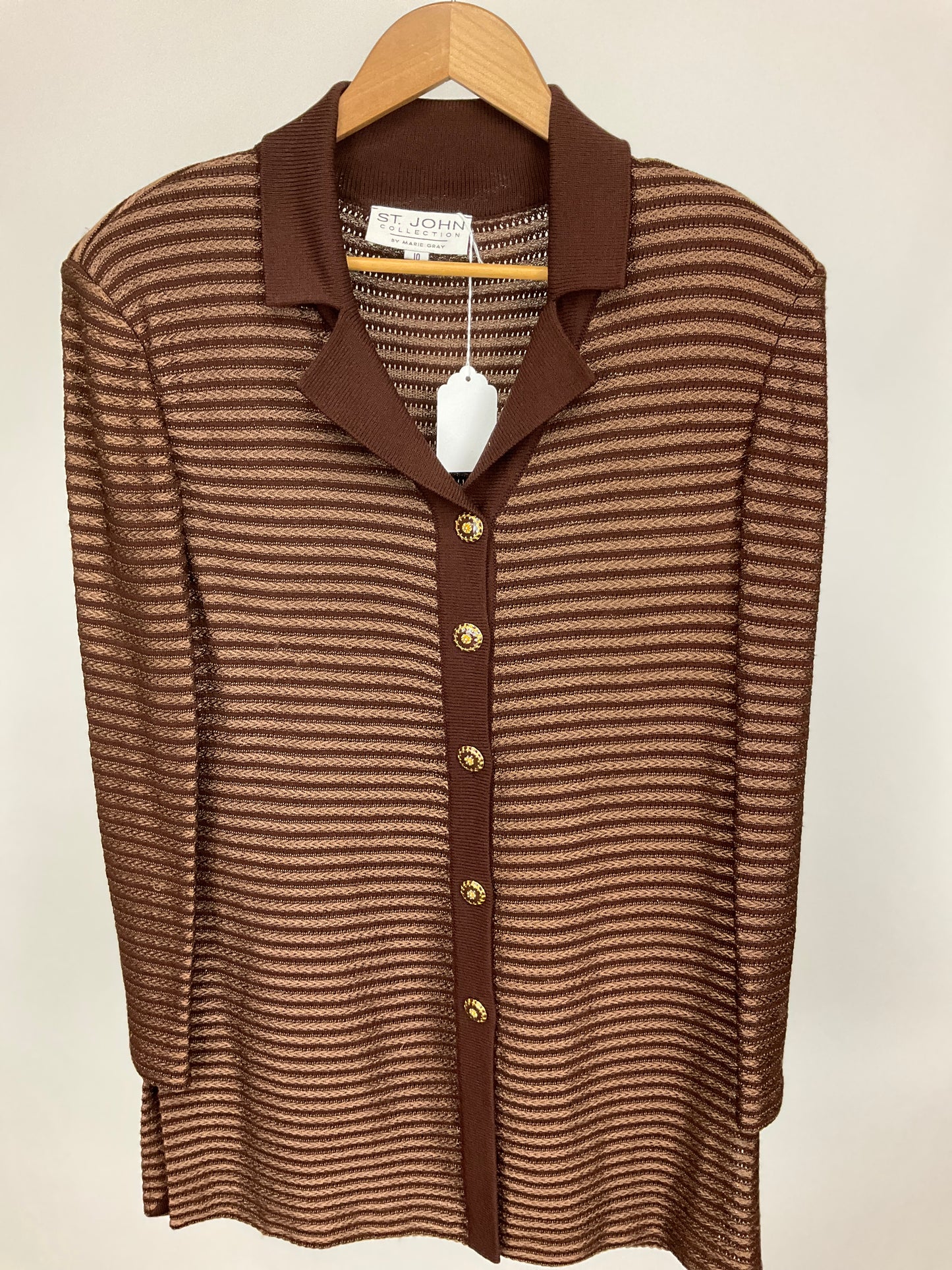 ST JOHN COLLECTION BROWN BLAZER SZ 10