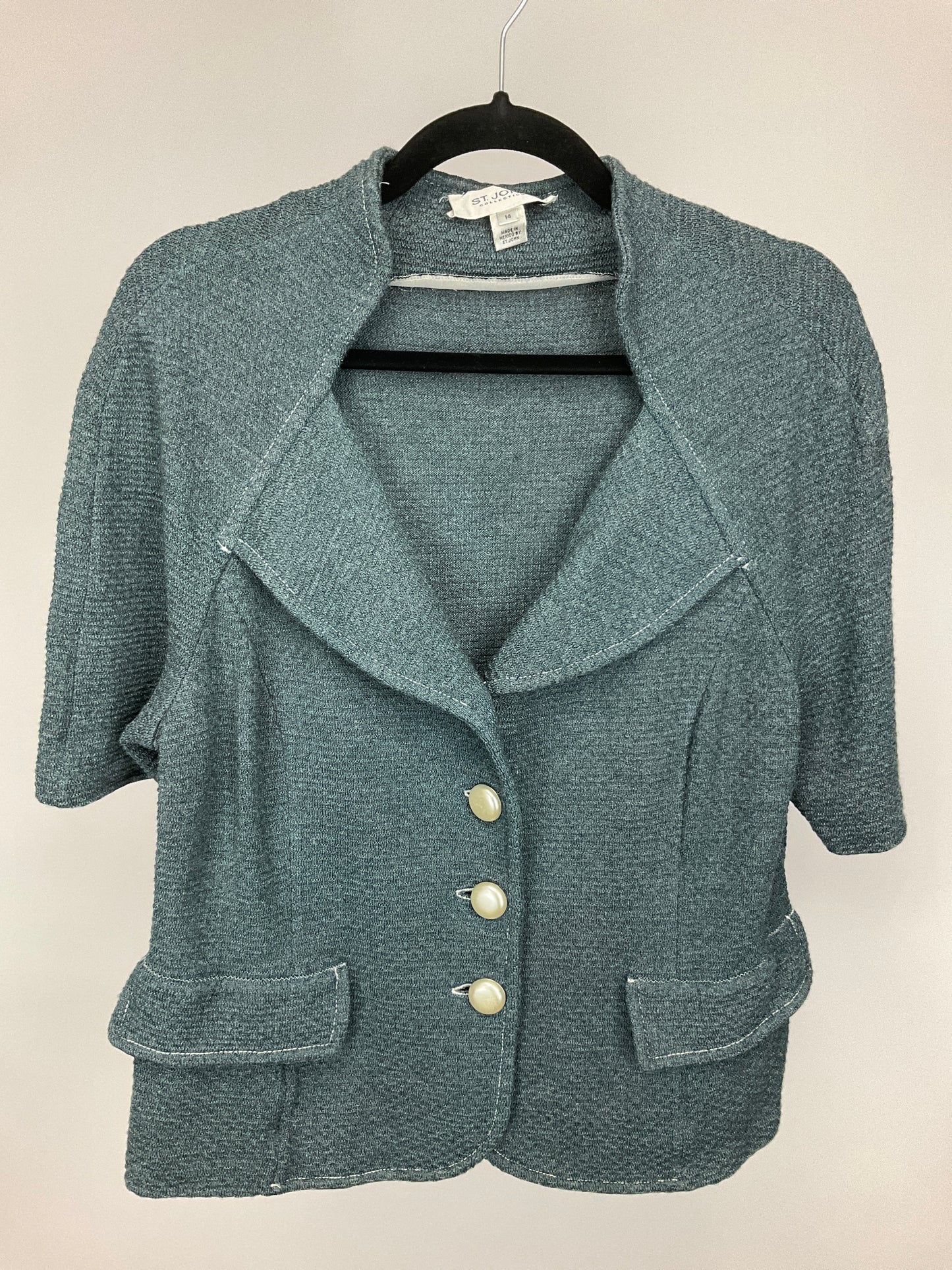 ST JOHN COLLECTION TEAL BLAZER SZ 14