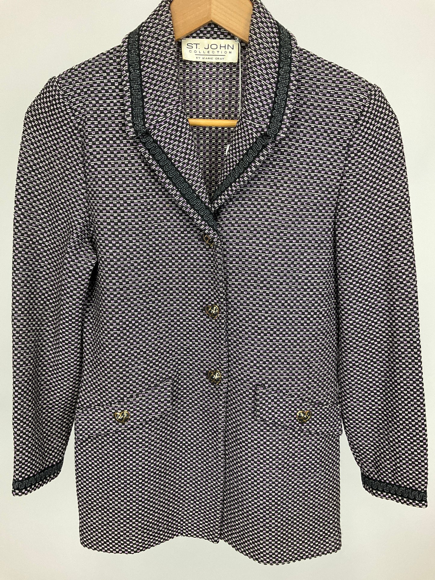 ST JOHN COLLECTION PURPLE/GRAY BLAZER SZ 4-6.