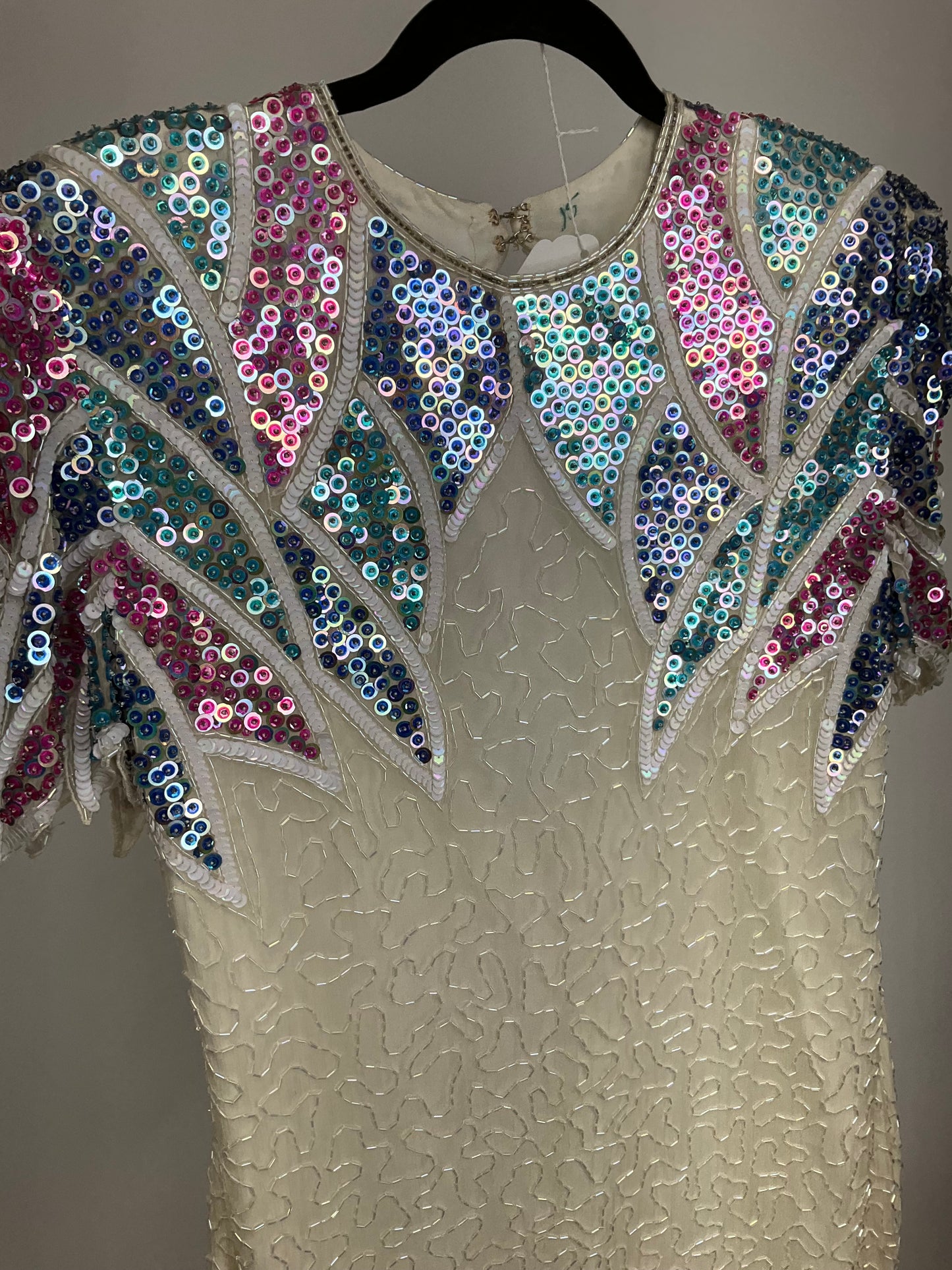 SCALA WHITE SEQUIN DRESS SZ L