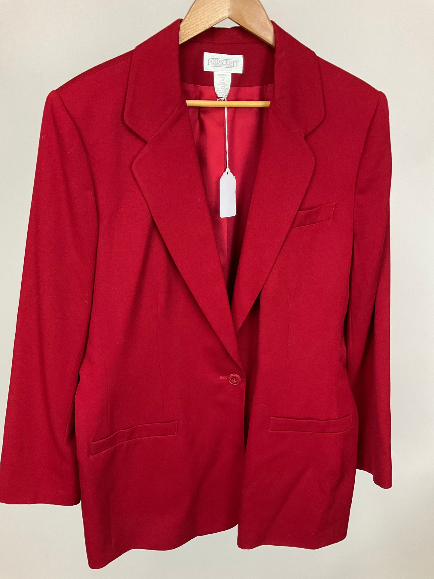 LANDS' END RED BLAZER SZ 18 TALL