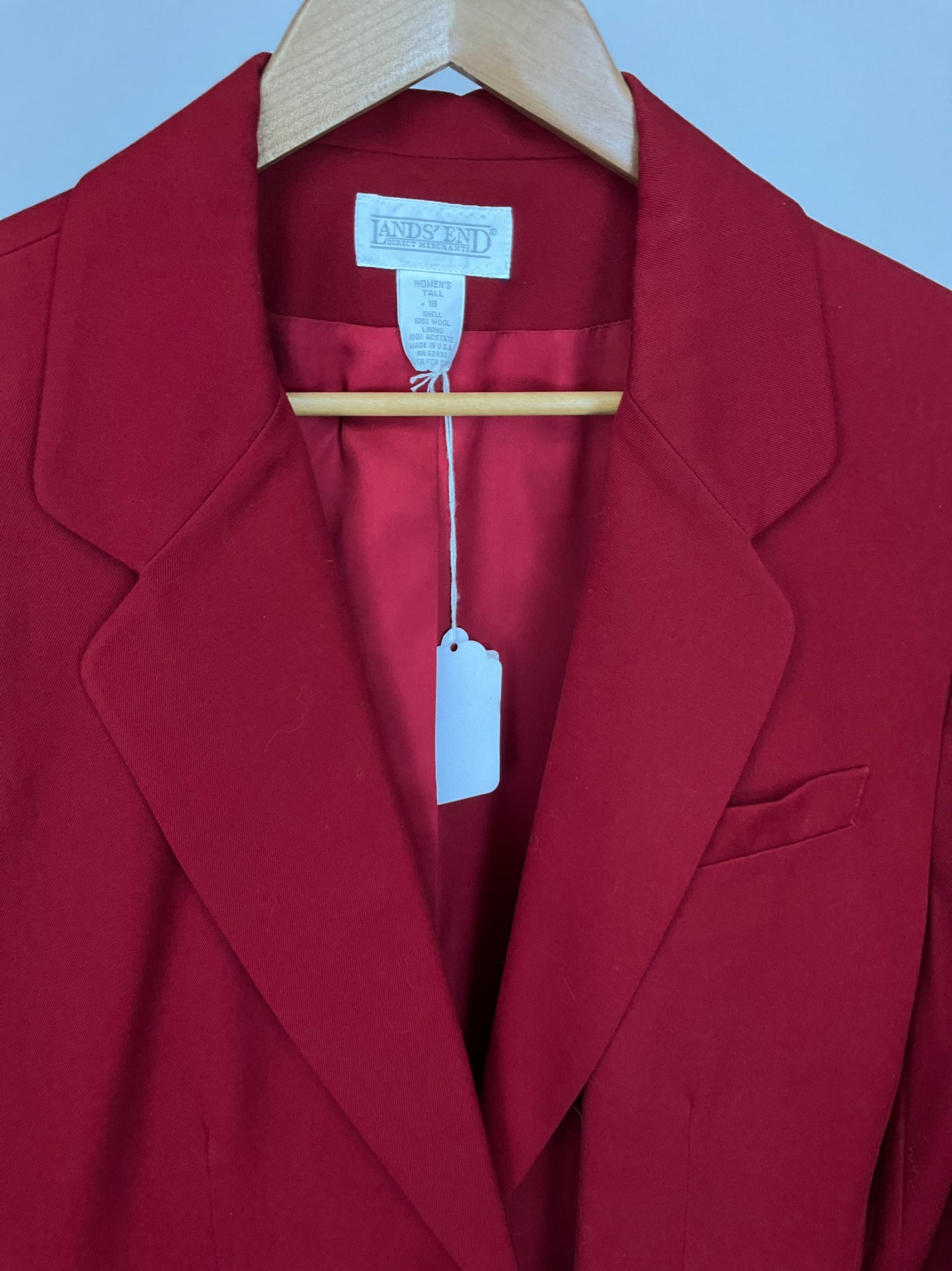 LANDS' END RED BLAZER SZ 18 TALL