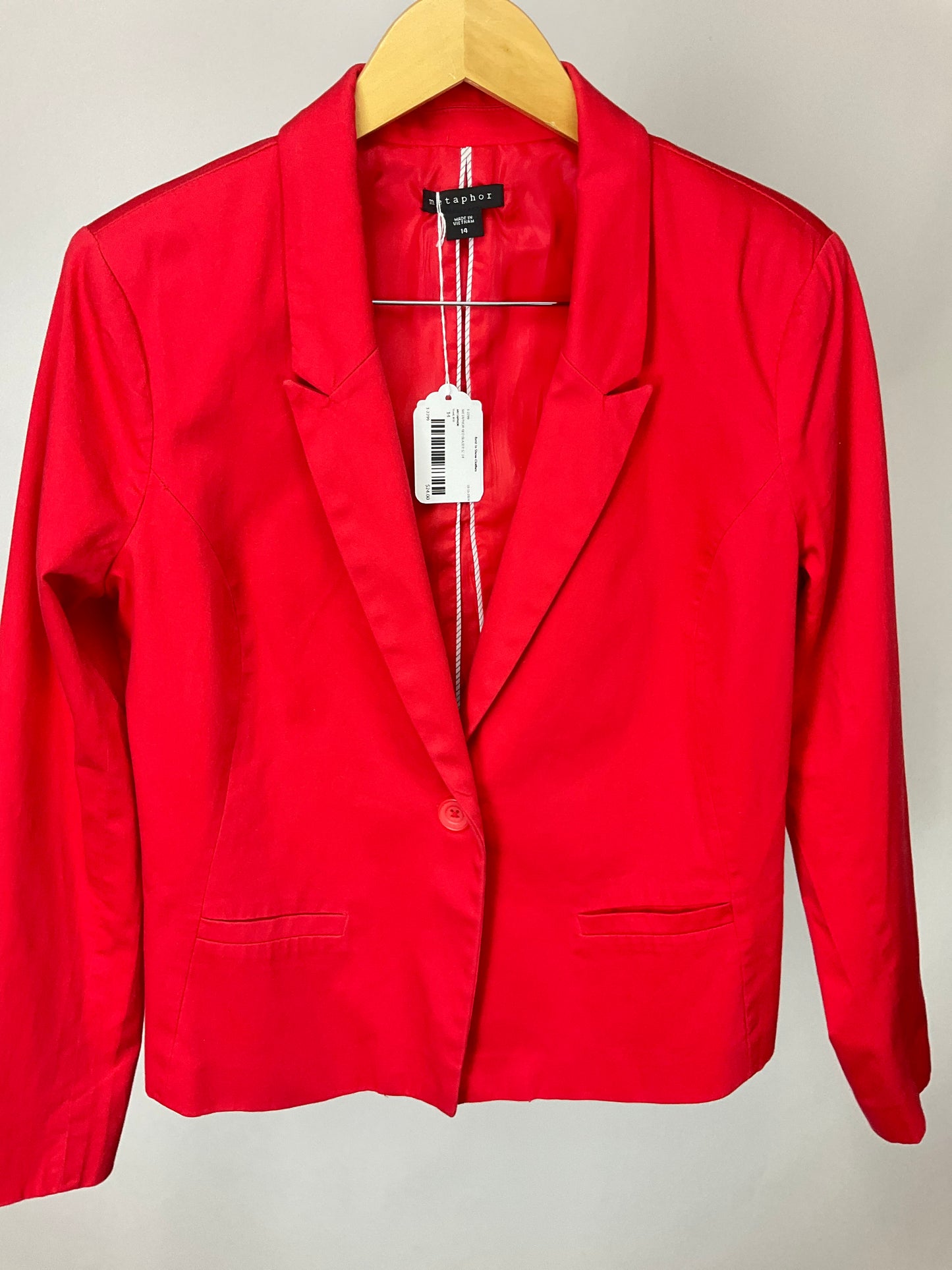 METAPHOR RED BLAZER SZ 14