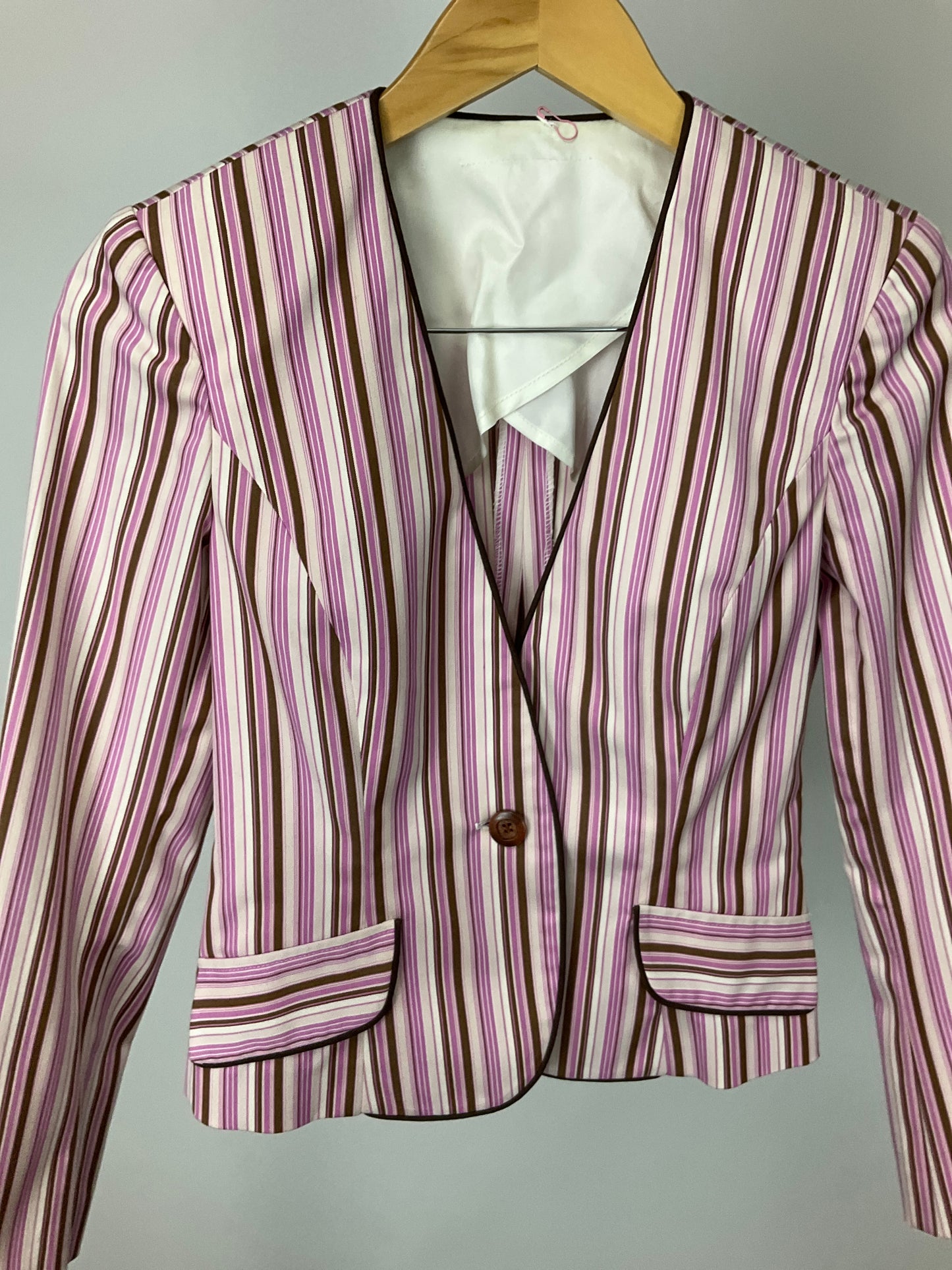 NO BRAND PINK/BROWN BLAZER SZ XS