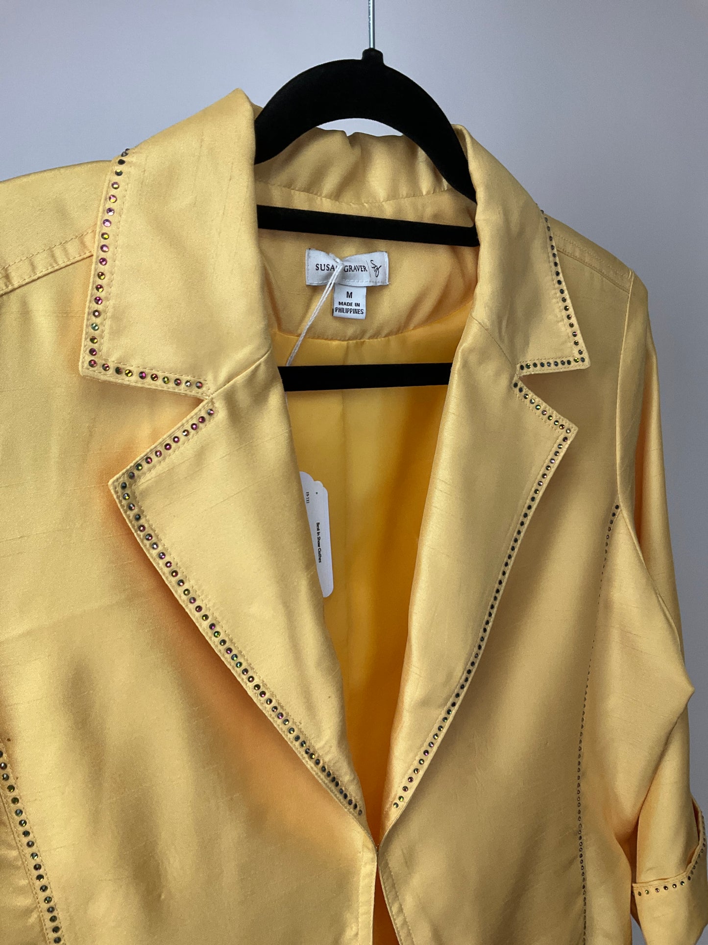 SUSAN GRAVER BEDAZZLED YELLOW BLAZER SZ M