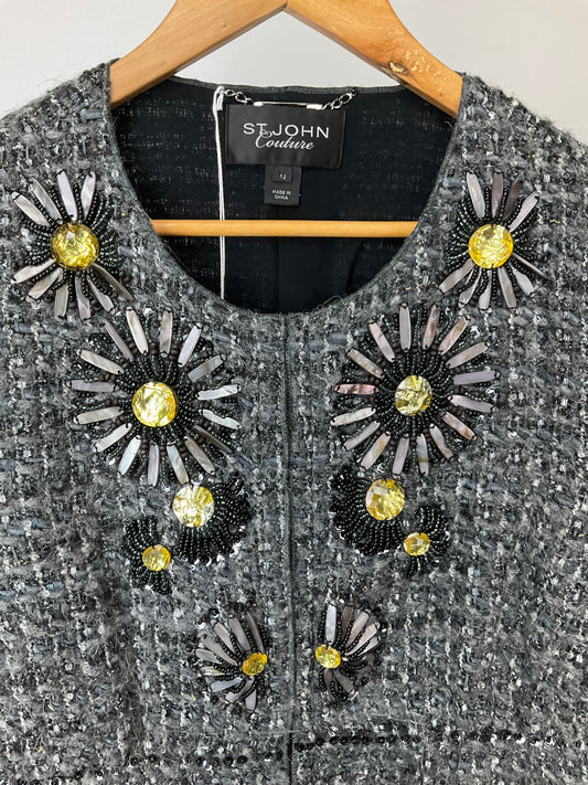 ST JOHN COUTURE GRAY BLAZER SZ 12