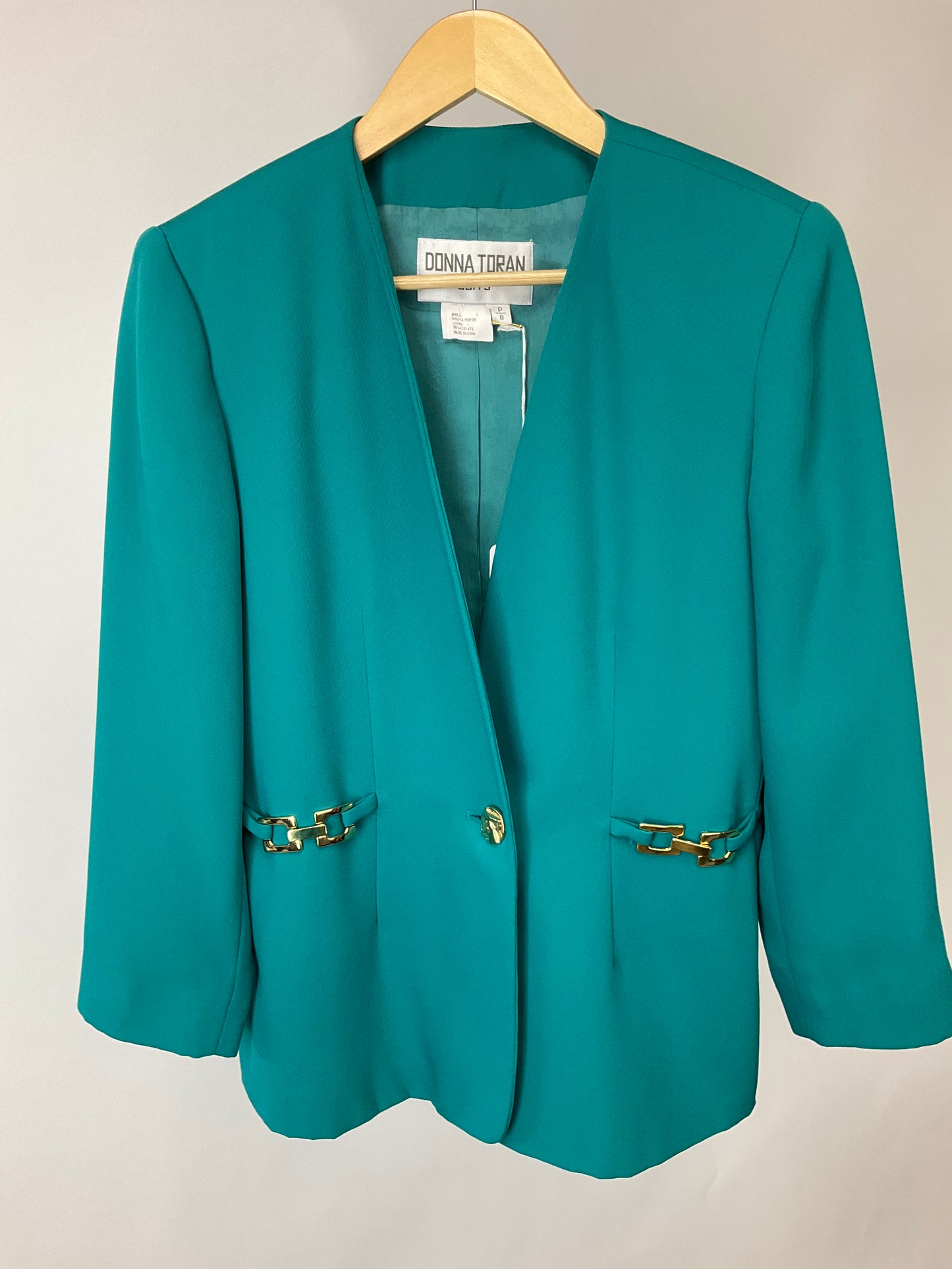 DONNA TORAN GREEN SKIRT SUIT SZ 8P