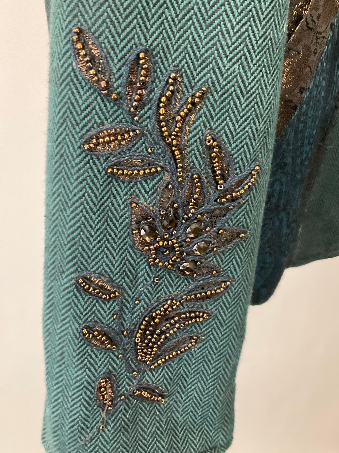 COLDWATER CREEK TEAL PATCHWORK BLAZER SZ 8