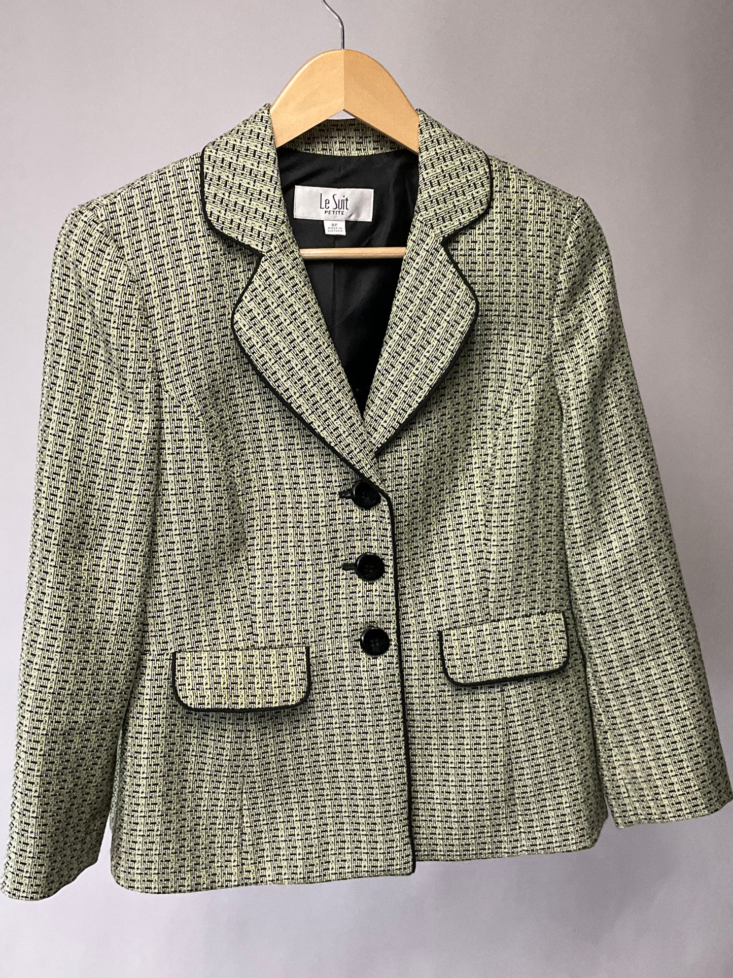 LE SUIT GREEN/BLACK BLAZER SZ 8P