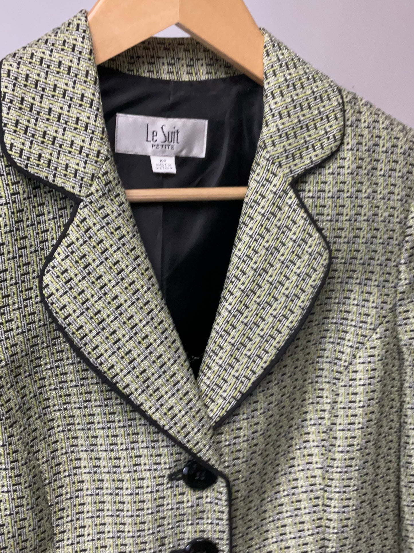 LE SUIT GREEN/BLACK BLAZER SZ 8P