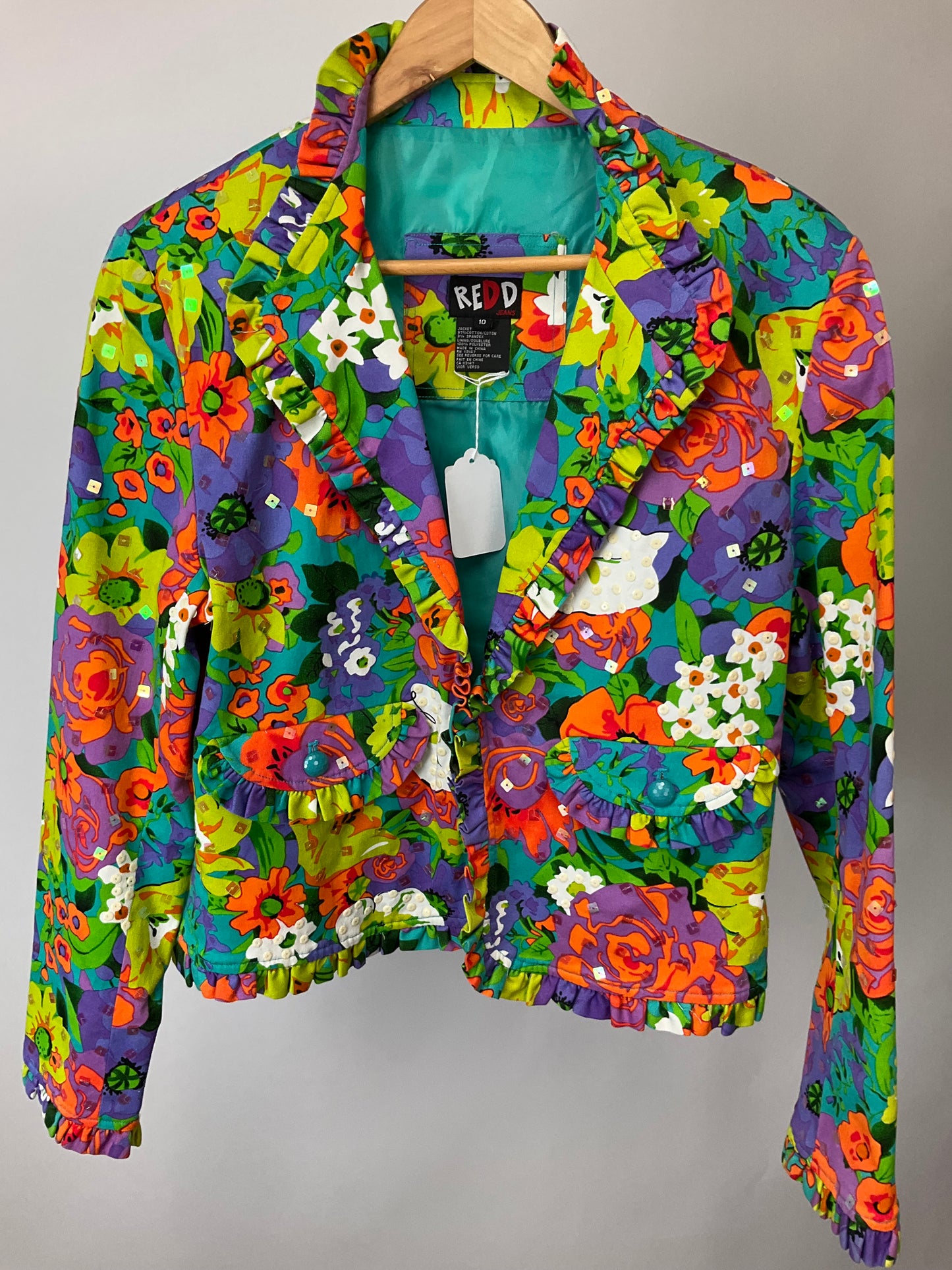 REDD JEANS MULTICOLORED JACKET SZ 10