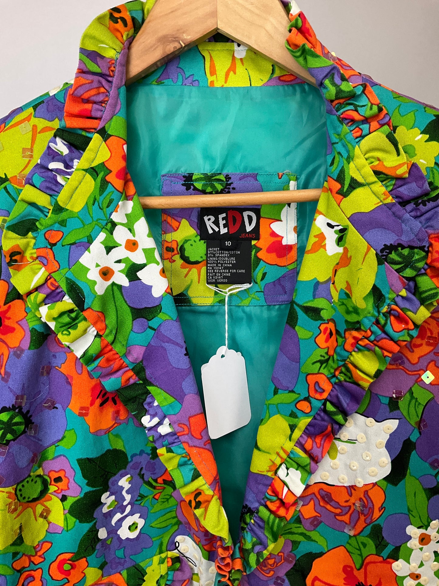 REDD JEANS MULTICOLORED JACKET SZ 10