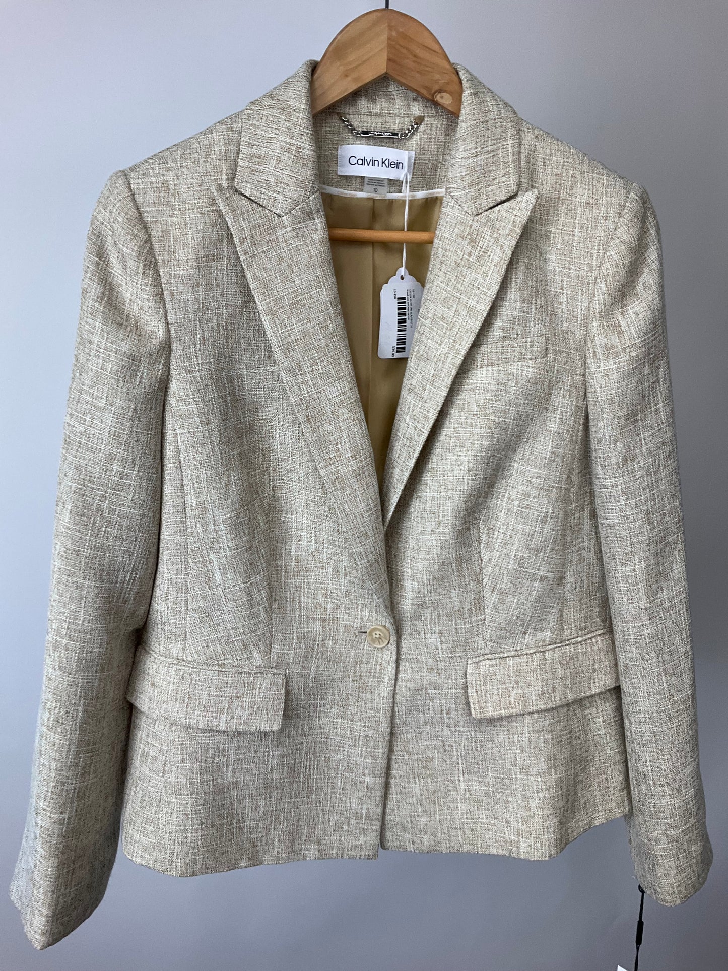NWT CALVIN KLEIN TAN BLAZER SZ 10