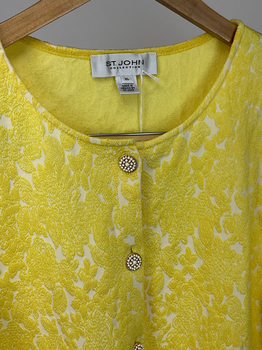 ST JOHN COLLECTION YELLOW/WHITE BLAZER SZ XL