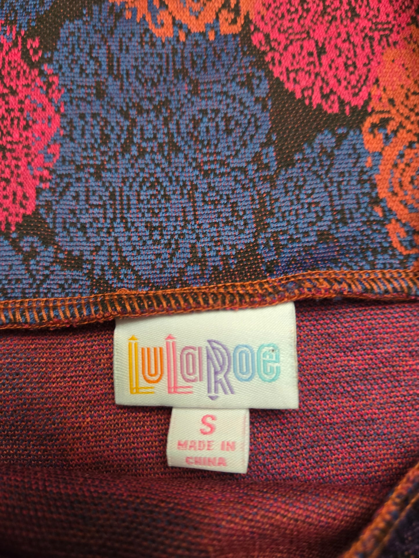 LULAROE BLUE, PINK, ORANGE SKIRT SZ S