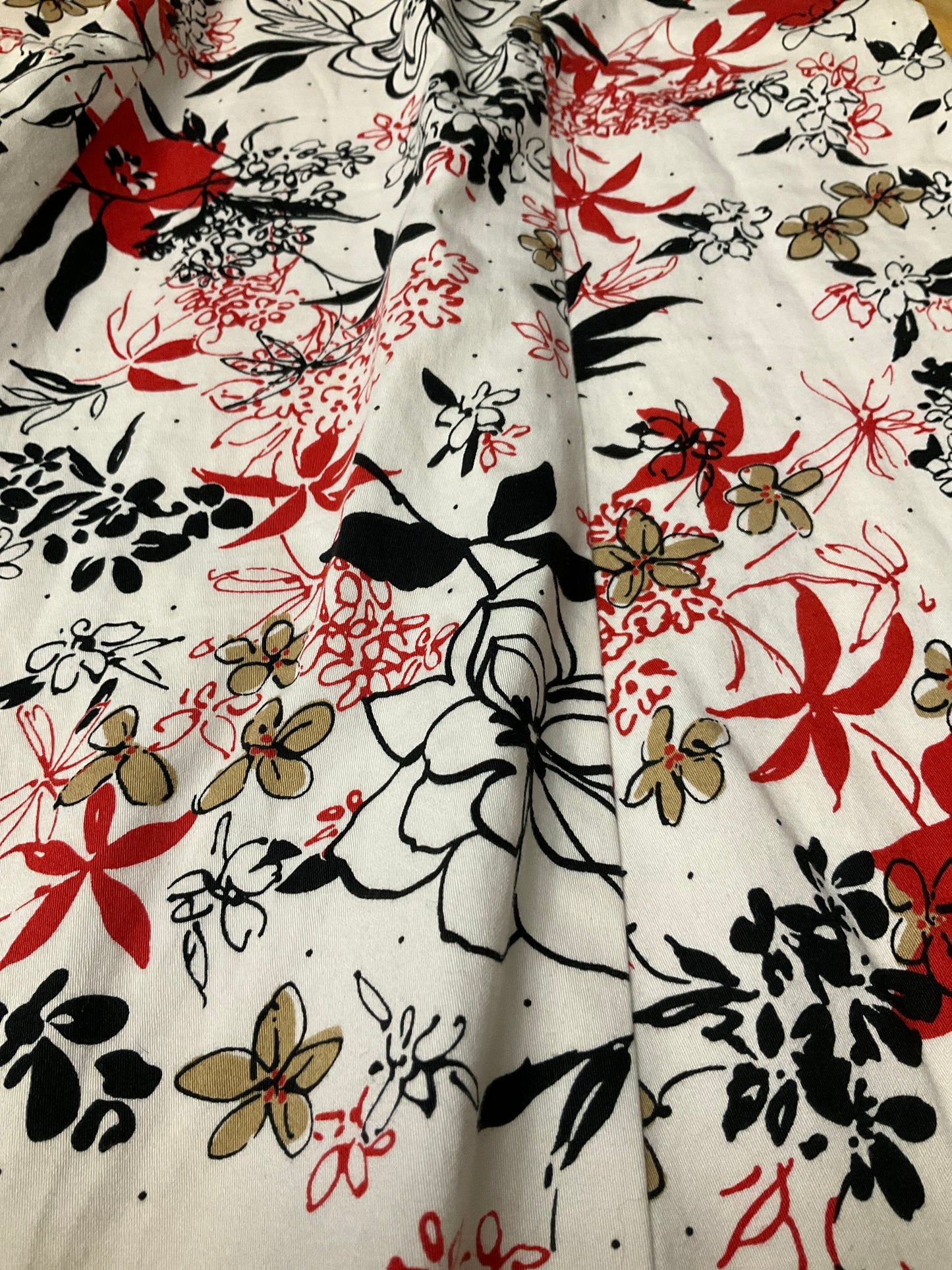NOTATIONS ORANGE/BLACK FLORAL SKIRT S 3X
