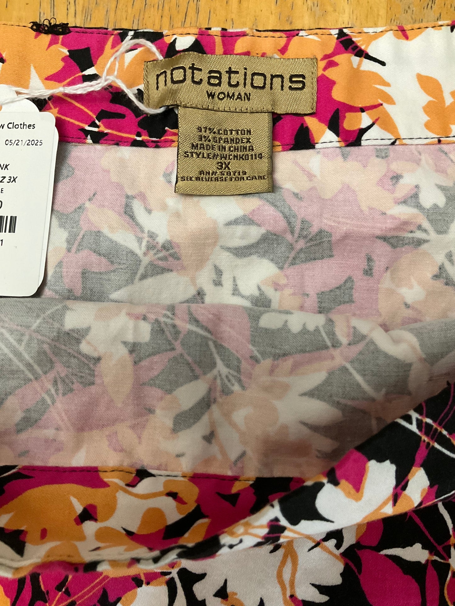 NOTATIONS PINK FLORAL SKIRT SZ 3X