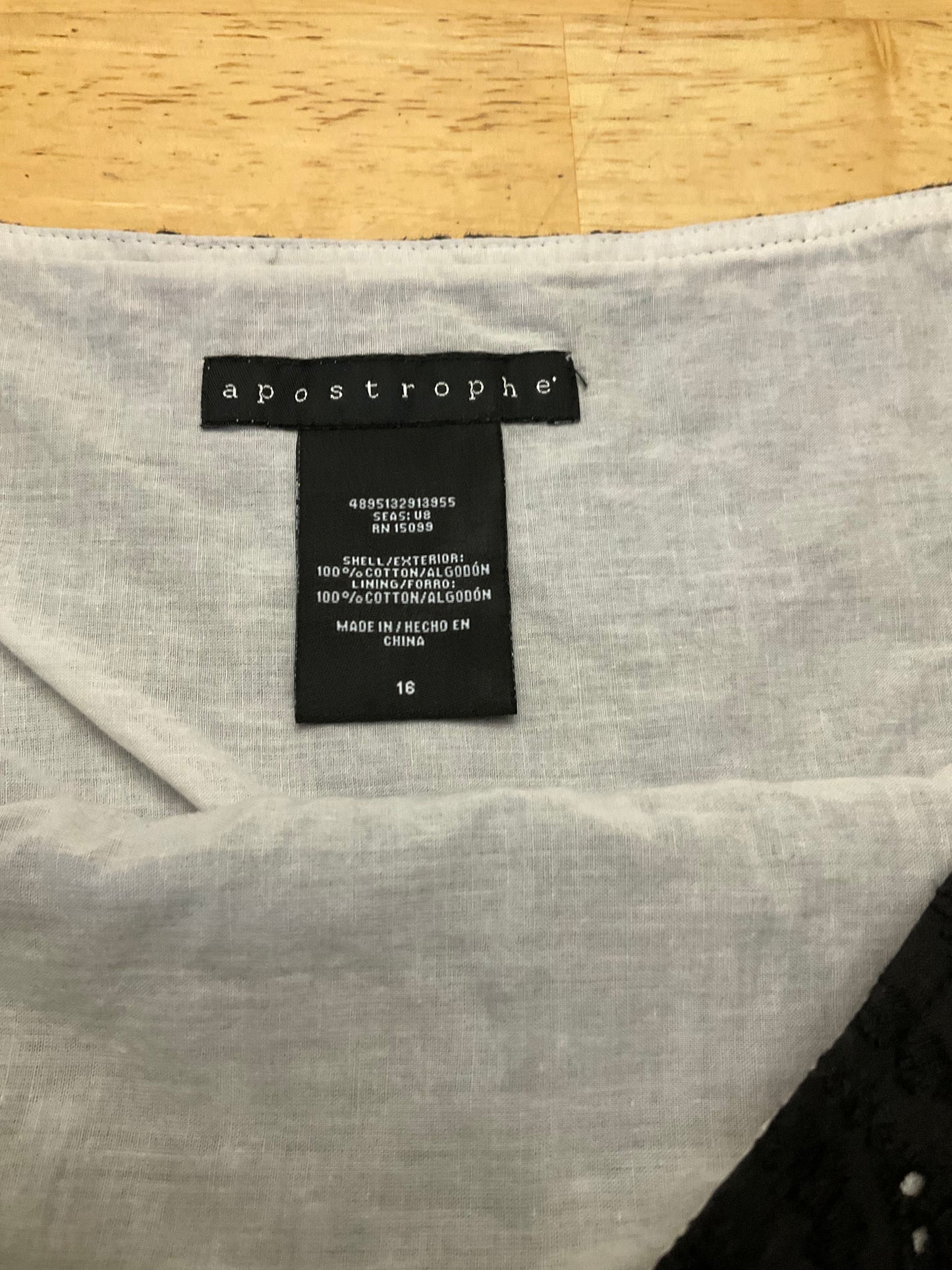 APOSTROPHE BLACK EYELET SKIRT SZ 16