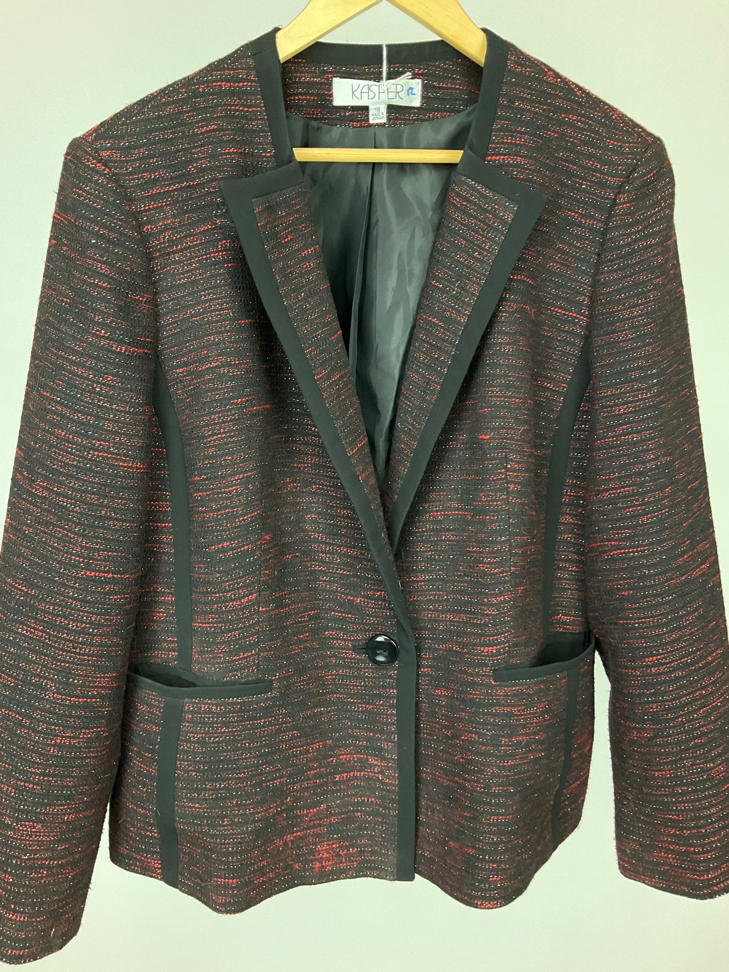 KASPER RED/BLACK BLAZER SZ 18