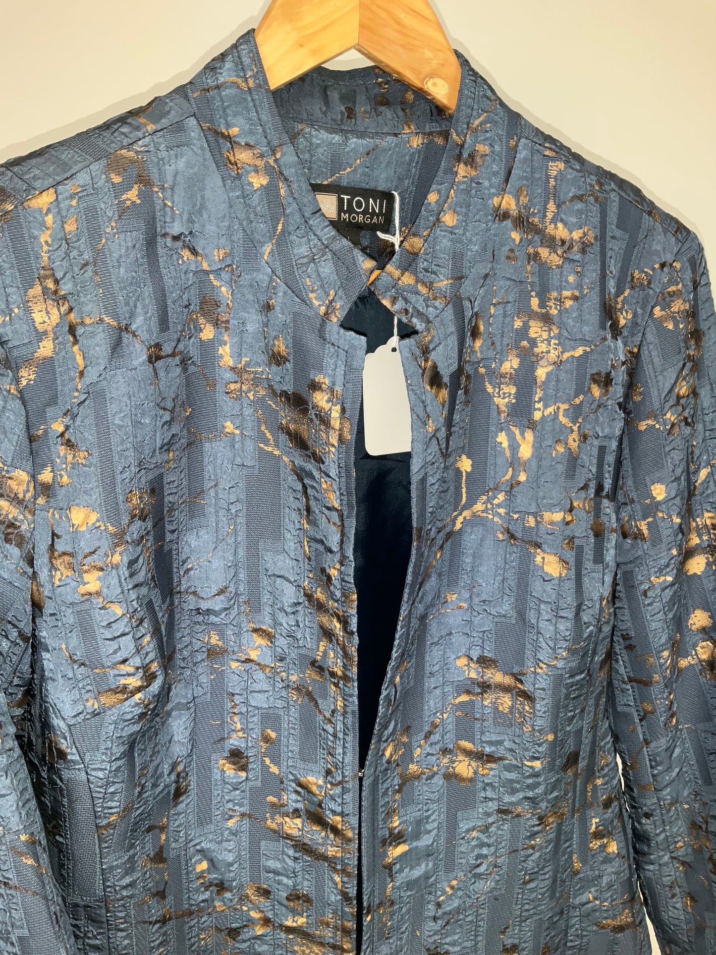 TONI MORGAN BLUE COPPER BLAZER SZ L