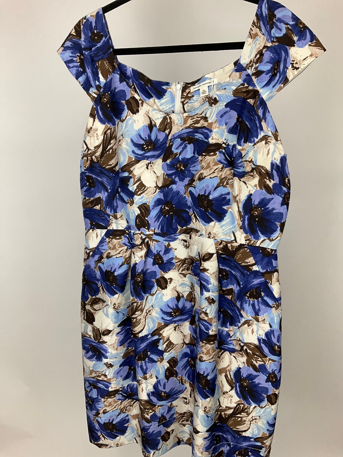BANANA REPUBLIC BLUE/WHITE/BROWN DRESS SZ 14