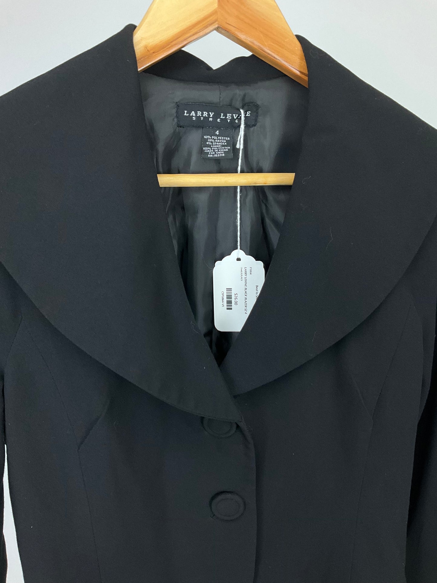 LARRY LEVINE BLACK BLAZER SZ 4