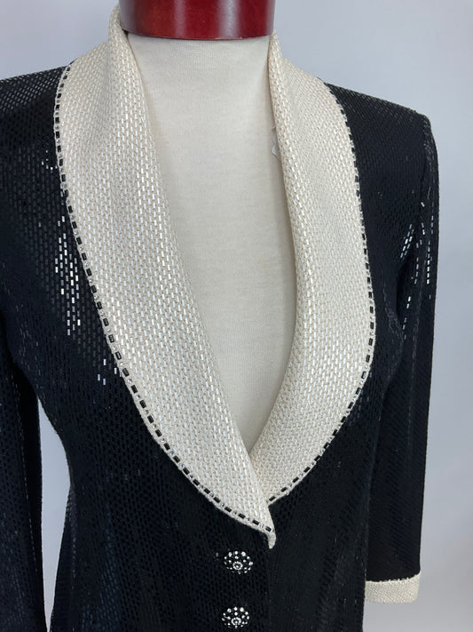 ST JOHN COUTURE BLACK/WHITE BLAZER SZ 2
