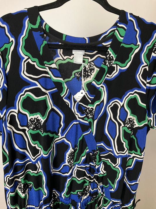 CHICO'S BLUE GREEN DRESS SZ 16