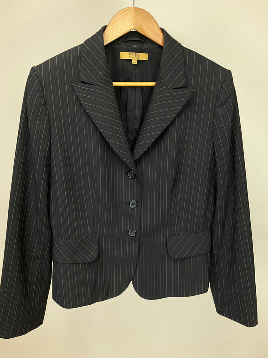 ALEX MARIE BLACK PINSTRIPE SKIRT SUIT SZ 10/12