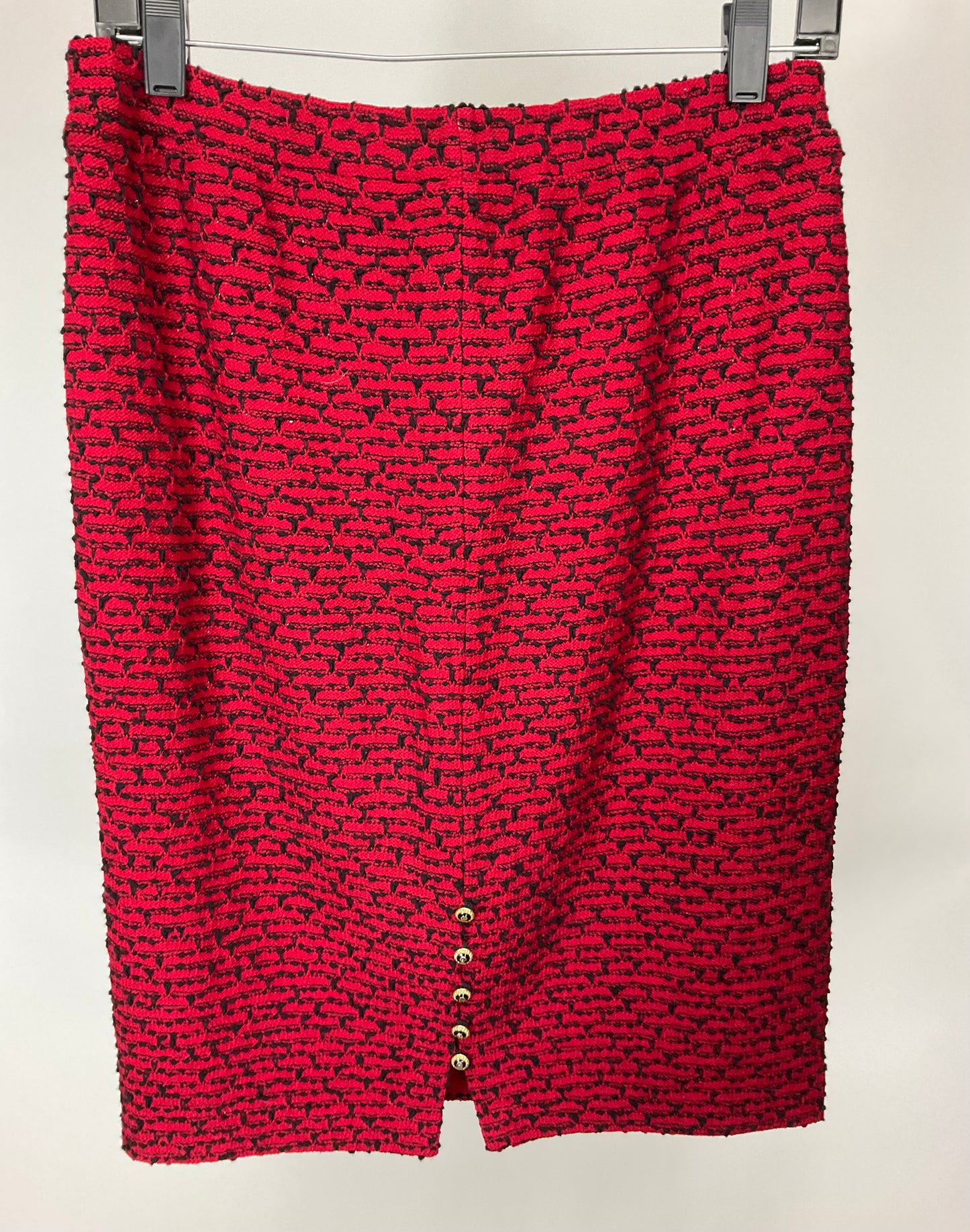 ST JOHN ESSENTIALS BLACK RED SKIRT SUIT SZ 8