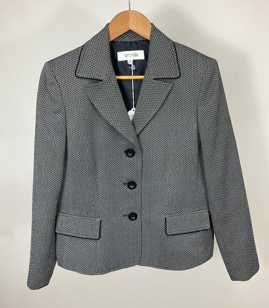 SUIT STUDIO BLUE/WHITE SKIRT SUIT SZ 10