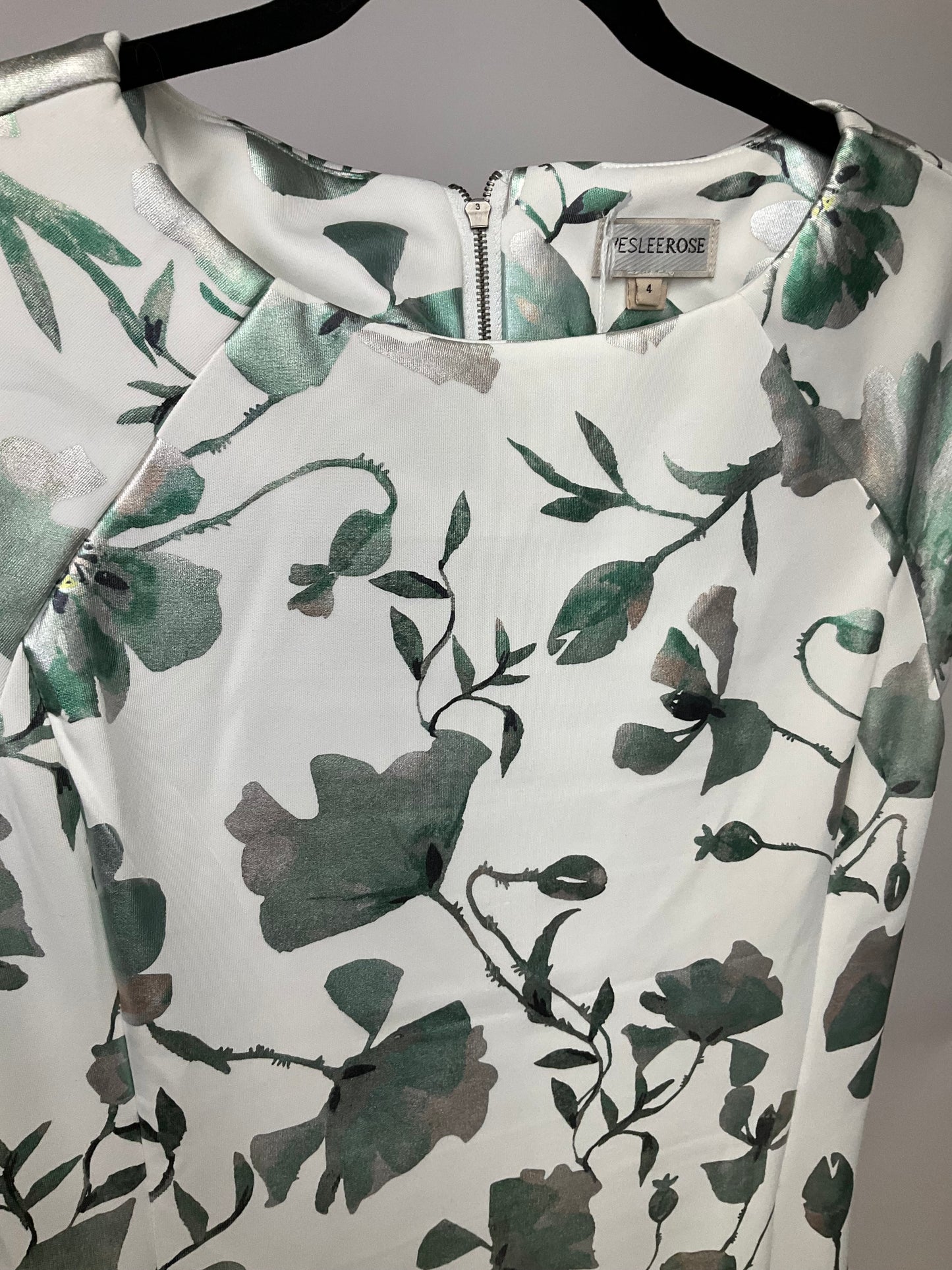 WES LEE ROSE WHITE GREEN DRESS SZ 4