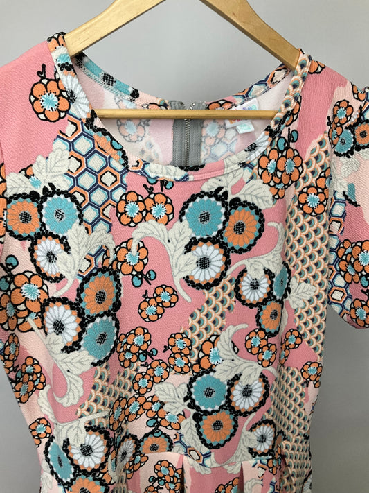 LULAROE PINK/BLUE FLORAL DRESS SZ 2XL