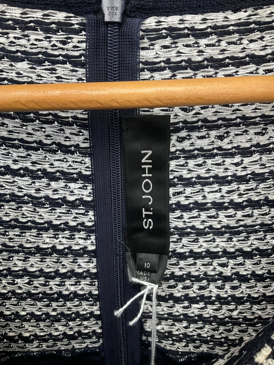 ST JOHN BLACK LABEL BLUE/WHITE DRESS SZ 10
