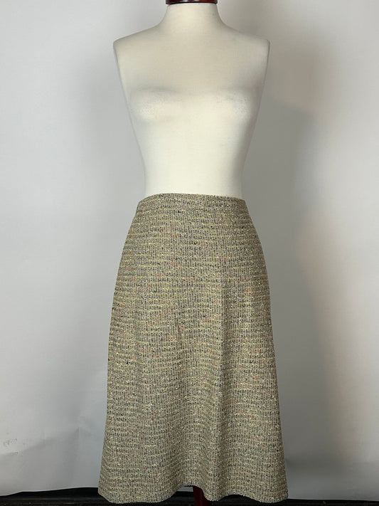 ST JOHN COLLECTION TAN TWEED SKIRT SUIT SZ 14 & 16