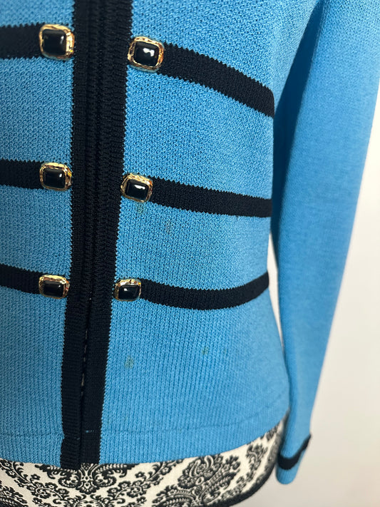 ST JOHN COLLECTION BLUE/BLACK BLAZER SZ 2