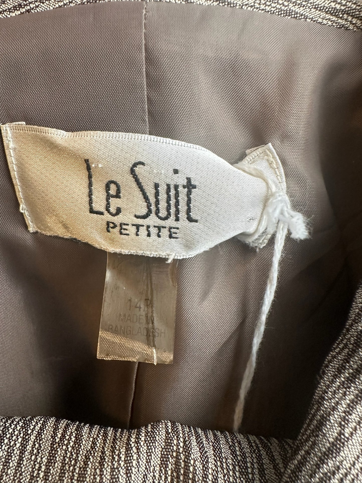 LE SUIT PETITE TAUPE/SILVER SKIRT SUIT SZ 14P