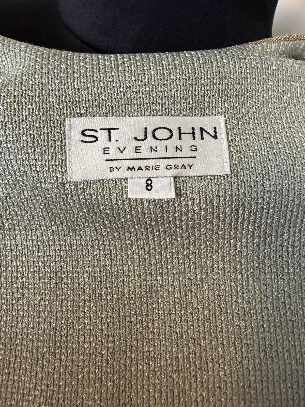 ST JOHN EVENING CELADON LIGHT GREEN SKIRT SUIT PAILLETTES NWT