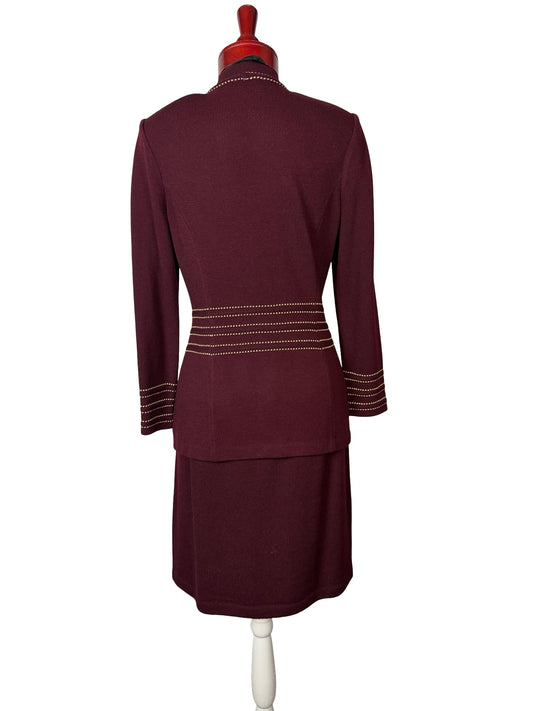 ST JOHN COLLECTION MAROON SKIRT SUIT