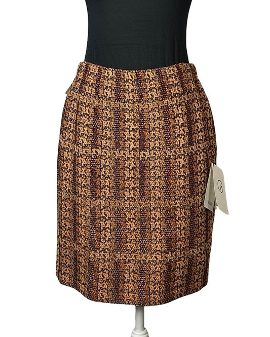 ST JOHN SPICE BROWN TWEED SKIRT SUIT