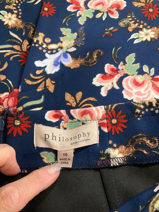 PHILOSPHY BLUE FLORAL SKIRT SIZE 10