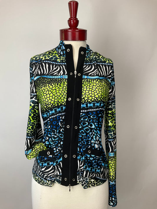 JOSEPH RIBKOFF BLUE/GREEN JACKET SZ 10