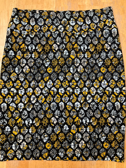 LULAROE BLACK, TEAL YELLOW SKIRT SZ 2XL