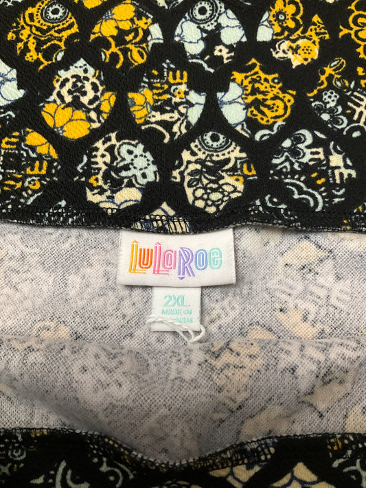 LULAROE BLACK, TEAL YELLOW SKIRT SZ 2XL