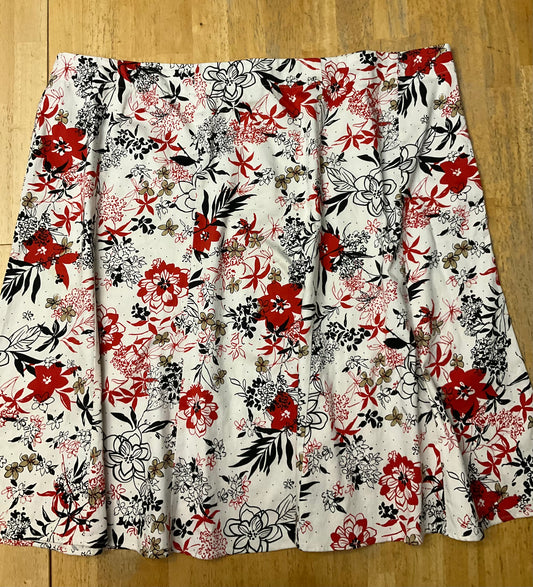 NOTATIONS ORANGE/BLACK FLORAL SKIRT S 3X