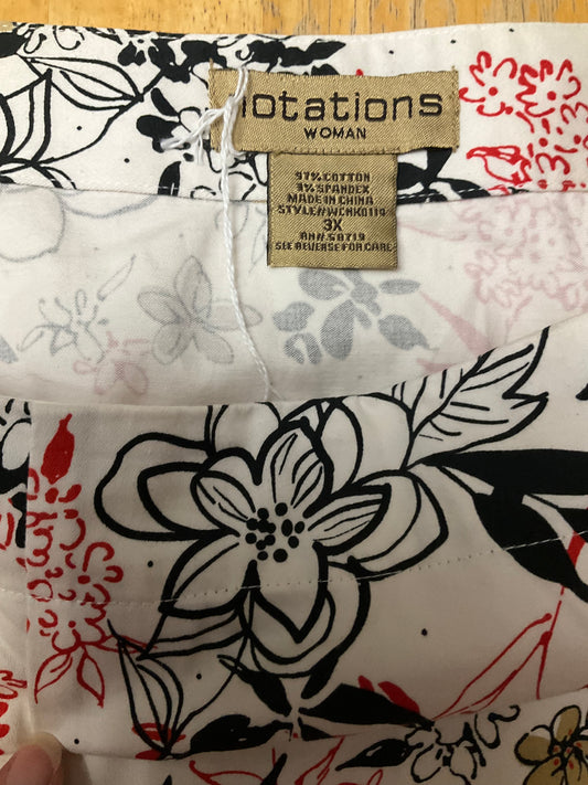 NOTATIONS ORANGE/BLACK FLORAL SKIRT S 3X