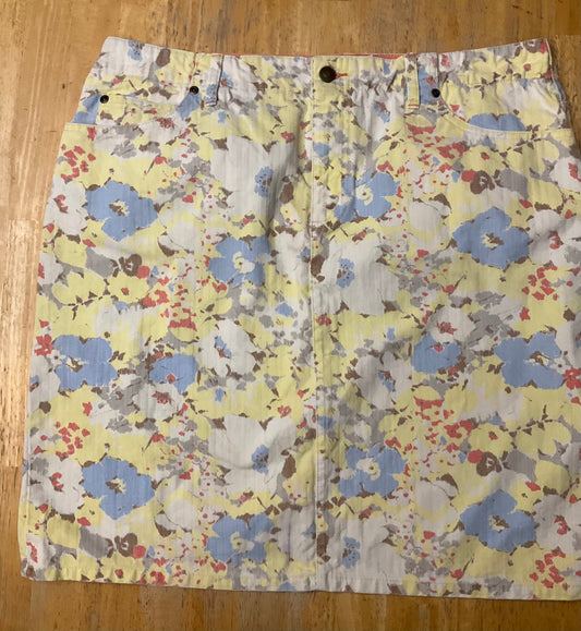 LIZ CLAIBORNE YELLOW FLORAL SKIRT SZ 16