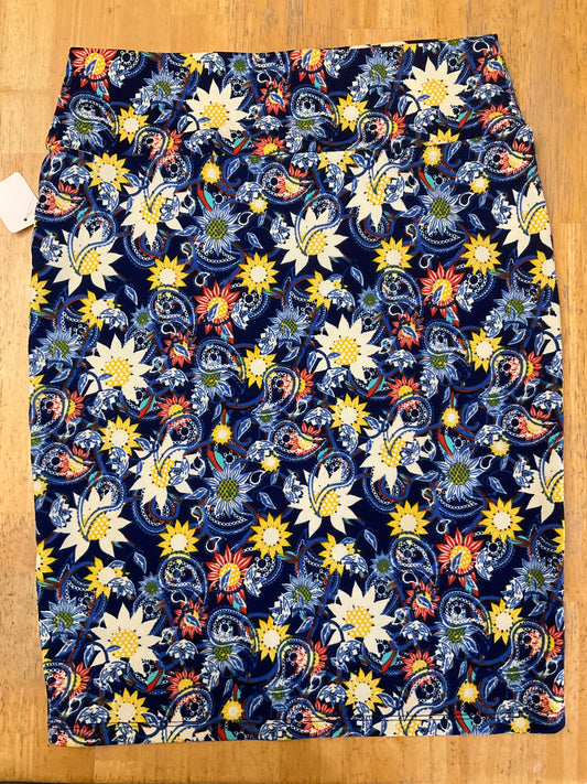 LULAROE BLUE/ORANGE SKIRT SZ M