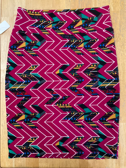 LULAROE PINK PATTERN SKIRT SZ M